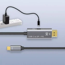 Flexible USB C to Displayport Cable Type C to DP1.4 Adapter 8K 60Hz 4K 144Hz With PD charging for Thunderbolt 3 MacBook Laptop