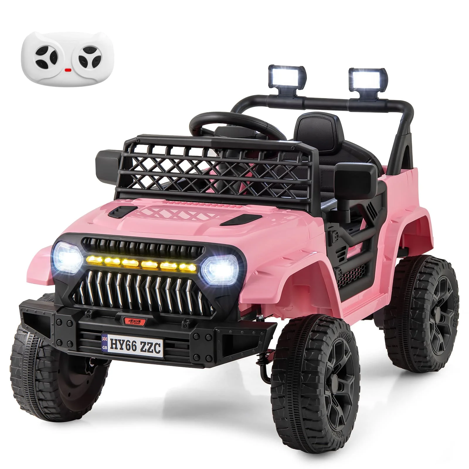 DORTALA 12V Kids Ride on Truck Car Battery Powered Toddler Electric Vehicle-Pink