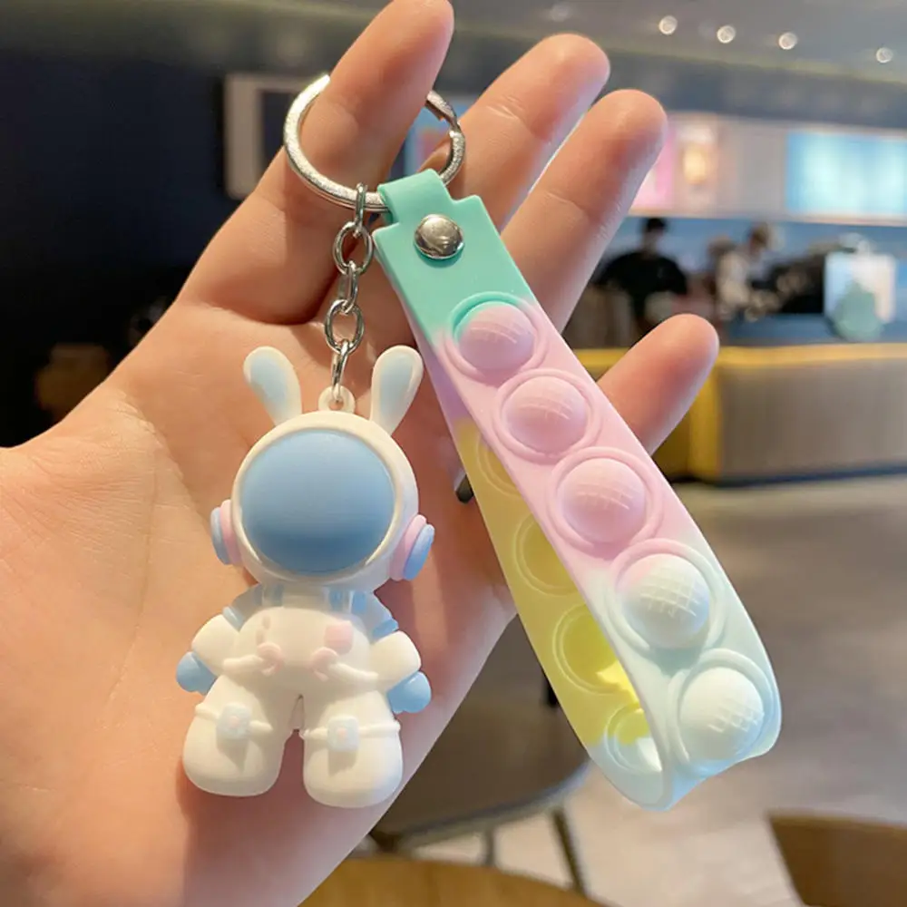 Antistress Fidget Sensory Toys The Astronauts Keychain Push Bubble Squishy Doll Bag Car Accessories Pendant for Kids Toy Gifts