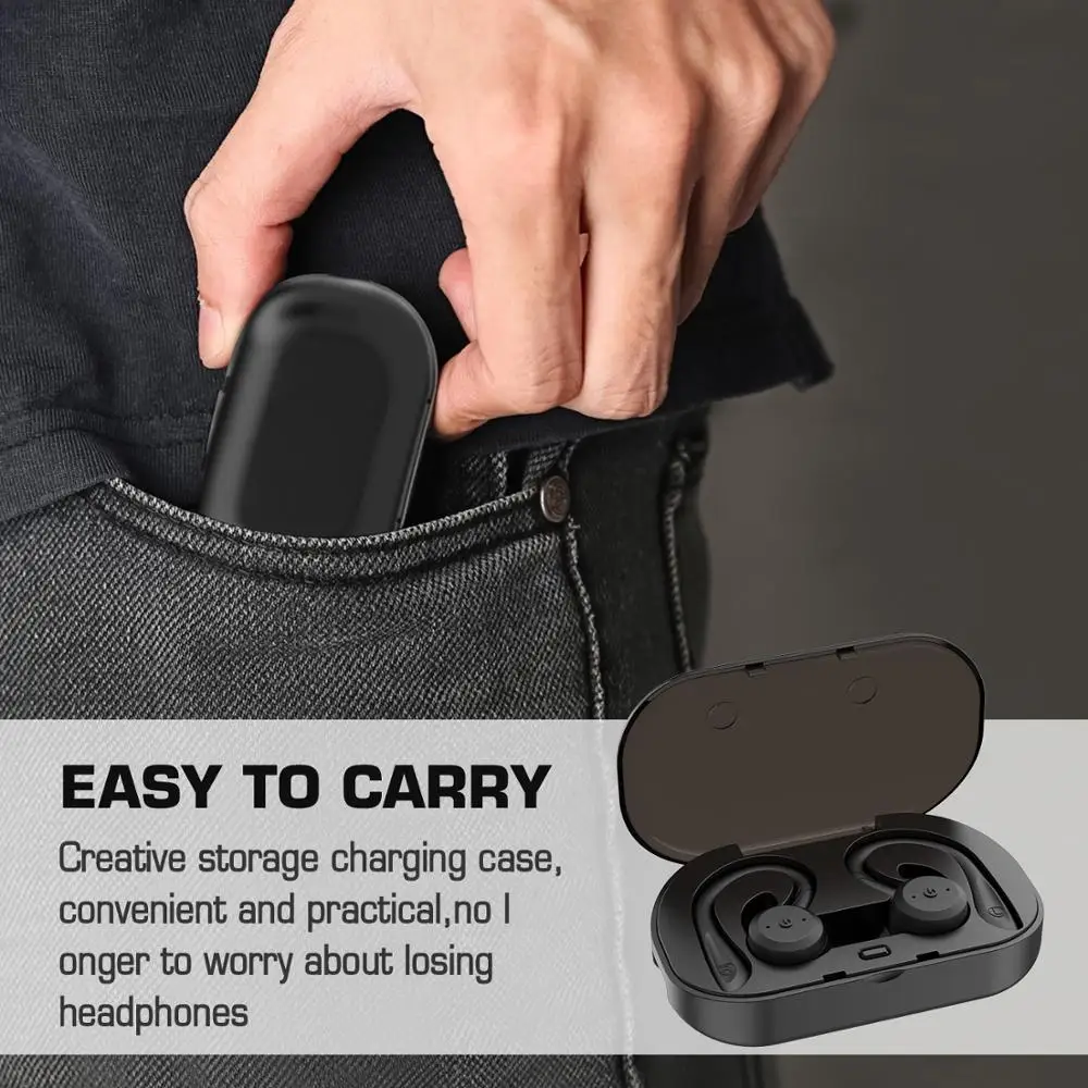 Whizzer TP1S TWS 트루 와이어리스 블루투스 5.0 이어폰, 하이파이 베이스, IPX7 방수 스테레오 헤드셋, 노이즈 캔슬링 헤드폰