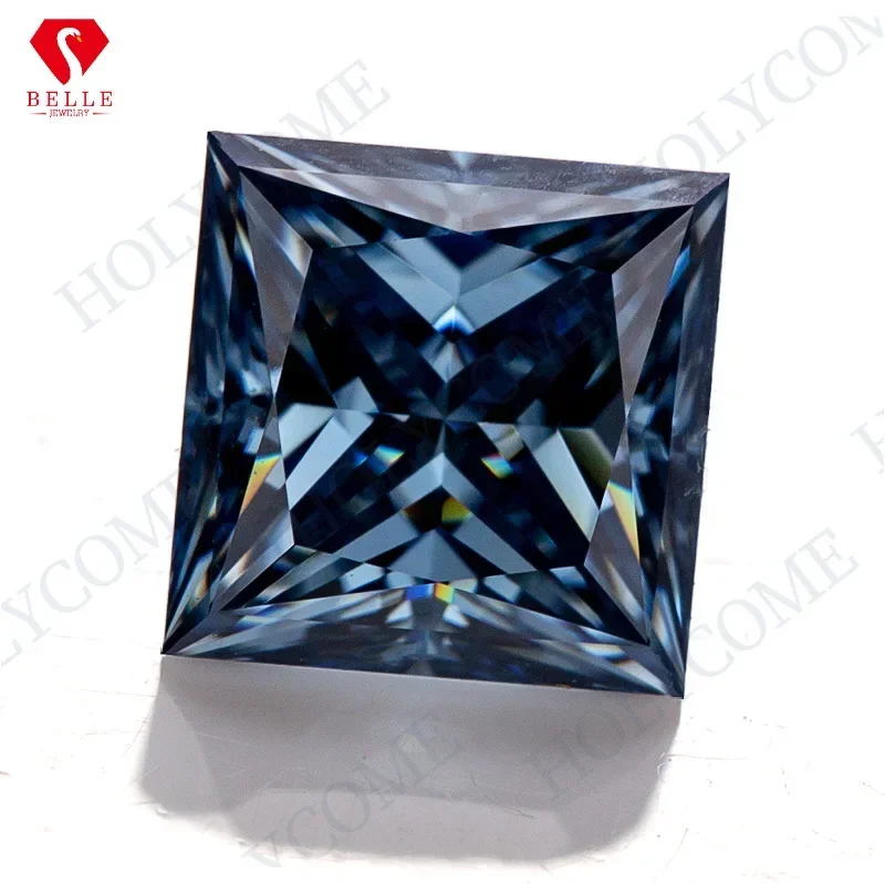 

Moissanite Stone Excellent Vivid Blue Loose Moissanite Brilliant Princess Cut VVS GRA Certificated Diamond Bead Jewelry Making