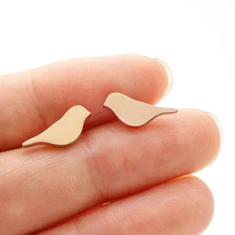 1 par rostfritt stål små örhängen liten fågelsmycken kvinnor duva flamingo papegoja kolibri örhängen 10 best sales papegojesmycken - №8