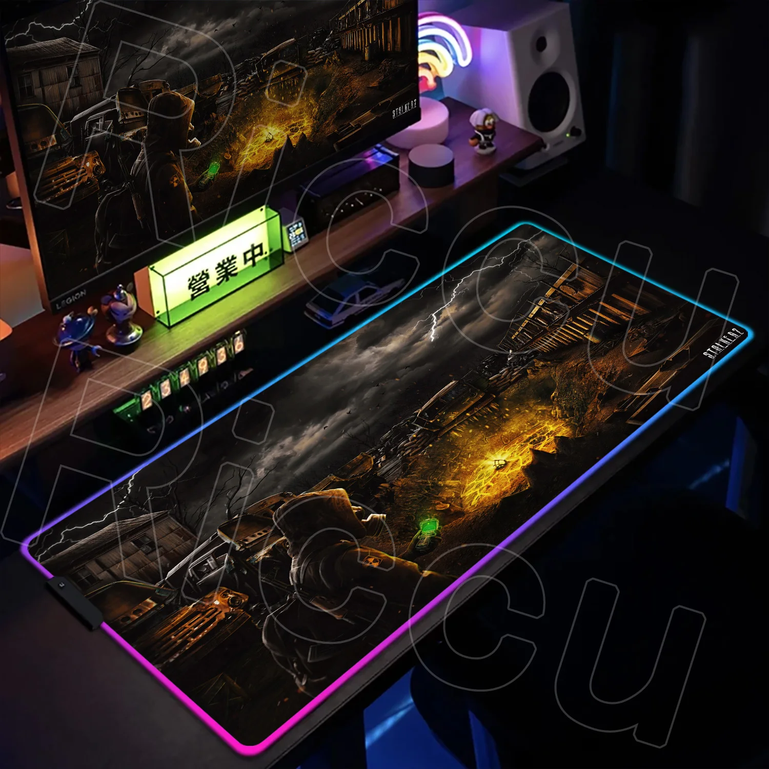 

Stalker2 Glowing Mouse Pad Anime Gaming HD Mousepad LED Keyboard Backlit Rubber XXL RGB Desk Mats PC Office Non-slip Accessories