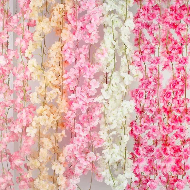 180cm Künstliche Sakura-Blumengirlande, Kirschblüten-Deko für Hochzeit, Garten, Bogen, Hintergrund, Heim und Partydekoration – Detail 11