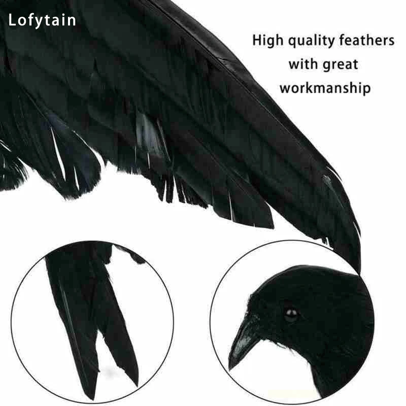 Lofyステ-黒のクラウモデル18*10 cm,偽の鳥,動物,ハロウィーンパーティーの装飾用の怖いおもちゃ