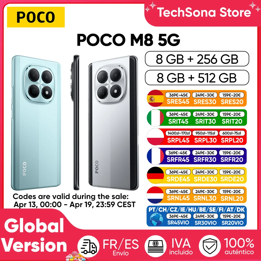 Smartphone POCO M8 5G Version Globale Snapdragon ®   Plateforme 6 Gen 3, écran AMOLED Flow de 6,77 pouces, appareil photo principal 50MP, batterie 5520mAh, NFC