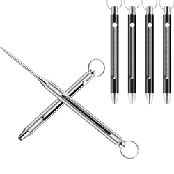 Portable Titanium Alloy Toothpick, Tooth Picking ArtifactSpring Telescopic Toothpick, Keychain Pendant, Self-defenseWeapon