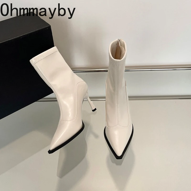 

Женские утягивающие ботильоны с острым носком, модные женские элегантные короткие ботильоны на тонком высоком каблуке, осенне-зимняя женская обувь