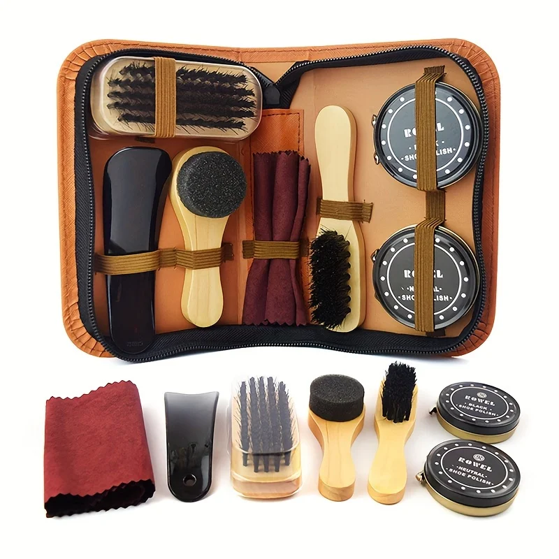 Care set. Shoe polish set, leather shoe care set, parade shoe care set