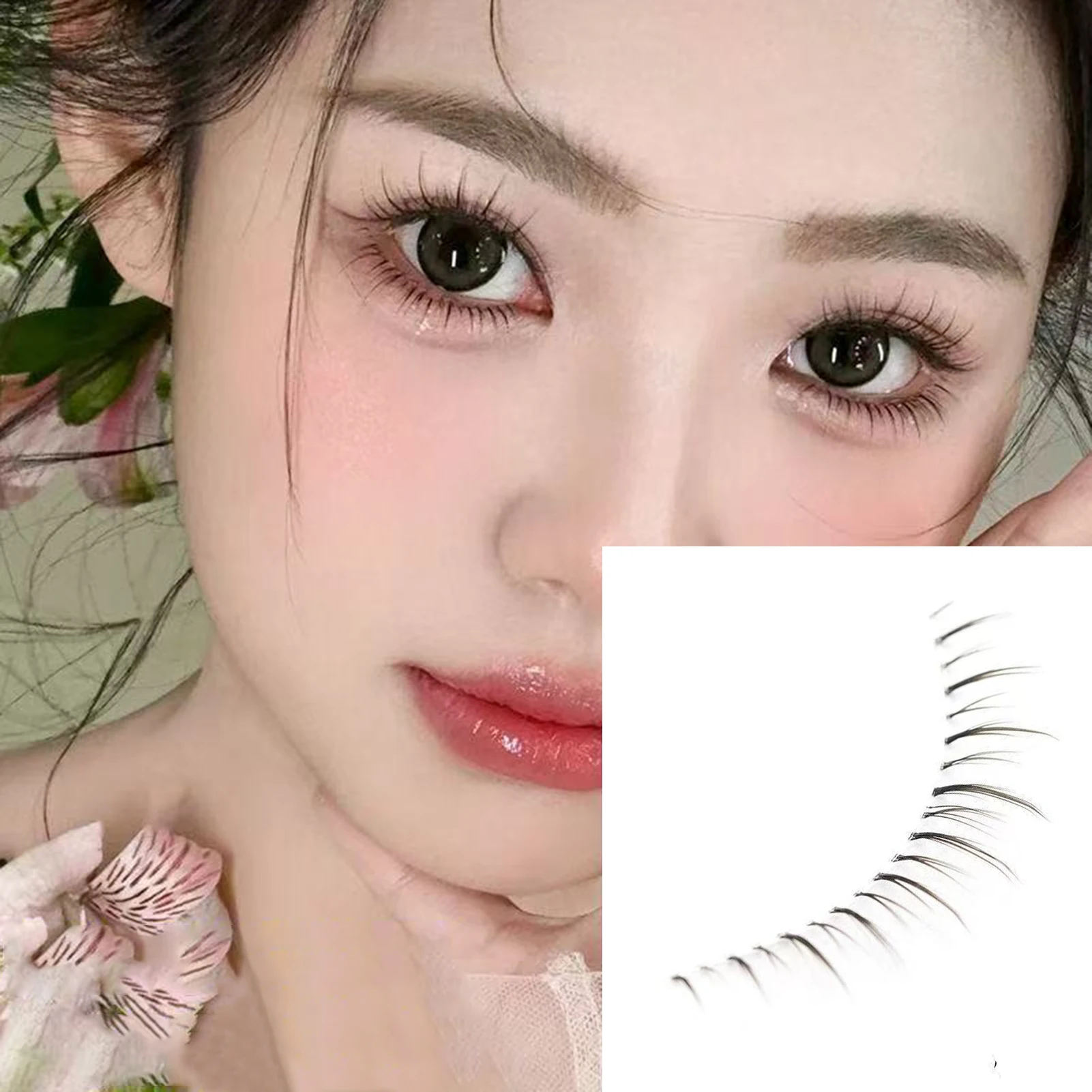 5 Paar koreanische Comic-Wimpern für untere falsche Wimpern, Vollstreifen, natürlich aussehende untere Wimpernverlängerung mit Kleber für das tägliche Make-up
