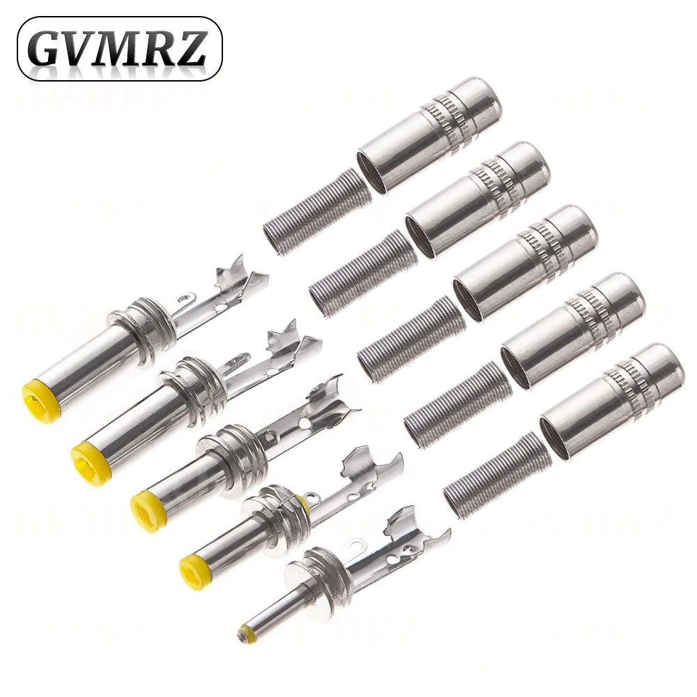 5 قطعة 5.5X2.5 مللي متر 5.5*2.1 مللي متر 4.8*1.7 مللي متر تيار مستمر السلطة جاك ذكر التوصيل موصل معدني محول مع الرأس الأصفر 4.0*1.7 2.5*0.7 مللي متر