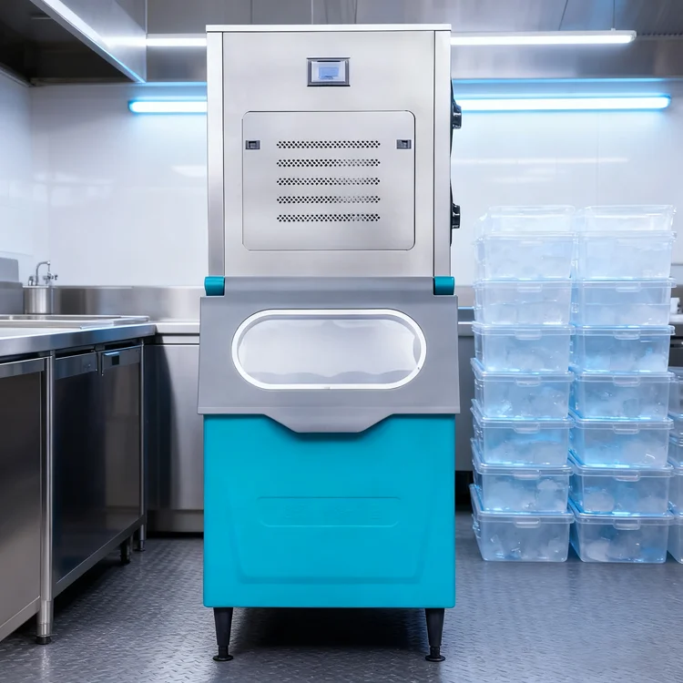 Macchina per il ghiaccio a scaglie ad alta capacità Macchina per il ghiaccio a scaglie in acciaio inossidabile con controllo del microcomputer da 1 tonnellata per il negozio di bevande Maquina De Hielo