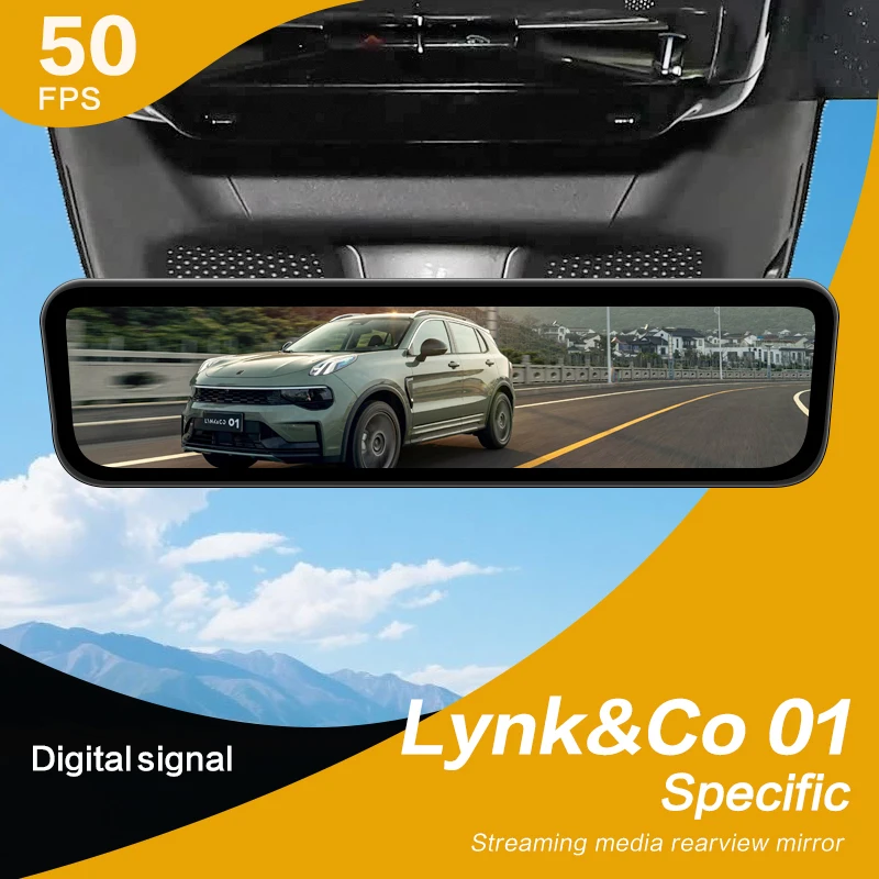 SINJET For Lynk&Co 01 Car Electronics Rearview Mirror 9.2 Inch Touch Screen HD Front and Back Dual Camera Night Vision Dash Cam