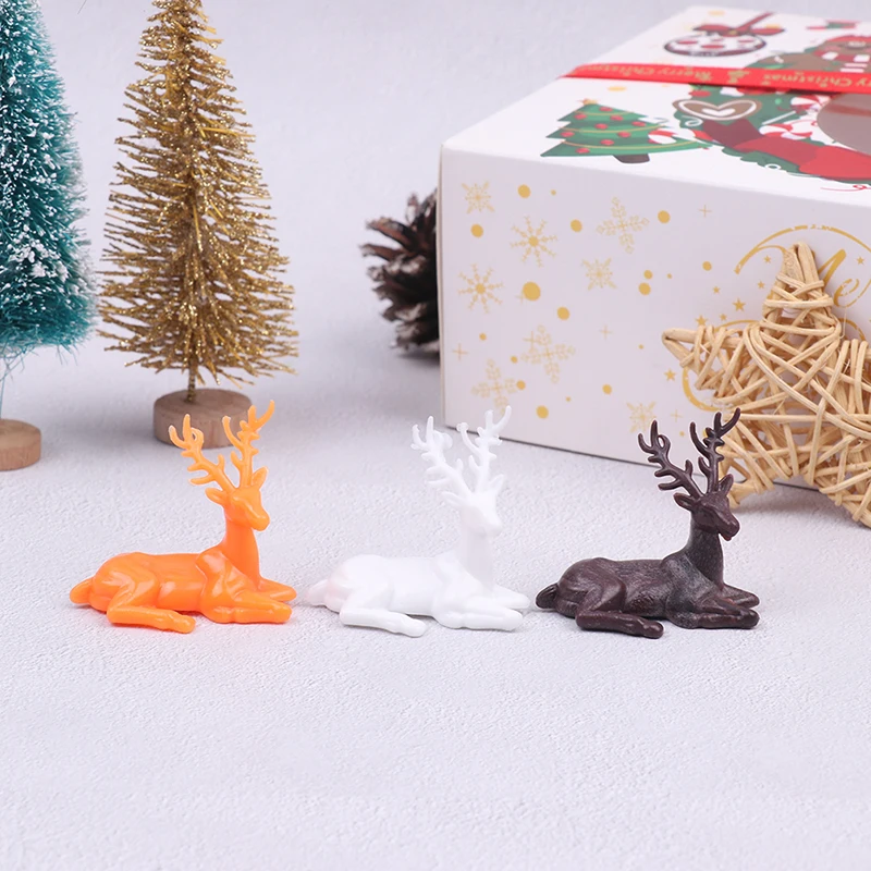 Figura de Animal de dibujos animados de Mini Elk Deer, casa de muñecas, decoración del hogar, decoración de jardín de hadas en miniatura, regalo de Navidad de resina