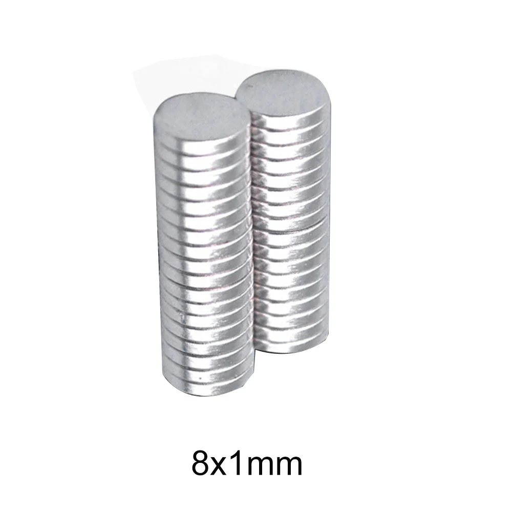 50 ~ 1000 pz 8x1mm forte potente magnete magnetico 8mm x 1mm disco magnetico permanente al neodimio 8x1mm frigorifero piccolo magnete rotondo 8*1mm