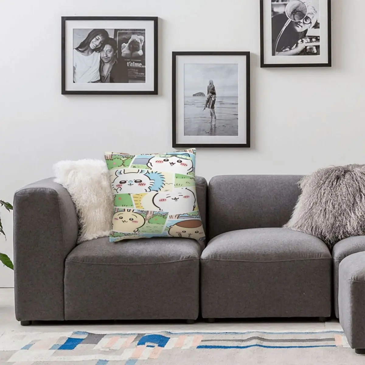 C-Chiikawa الكرتون كيس وسادة غطاء الوسادة مربع تصميم وسادة غطاء لطيف مضحك سادات لمكتب سيارة ديكور المنزل