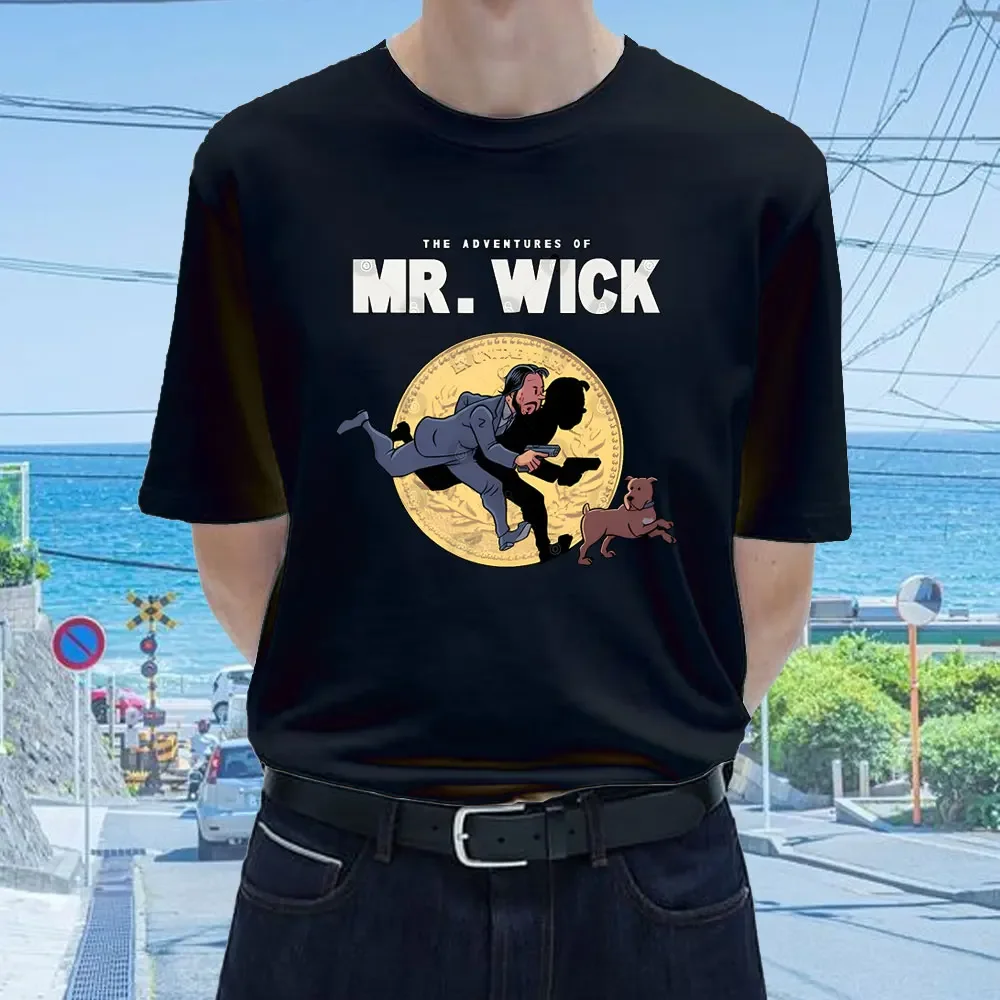 Essential Classic Tshirt John Wick Movie Art Graphic Men Tops Vintage Homme Summer Clothes Harajuku T Shirt