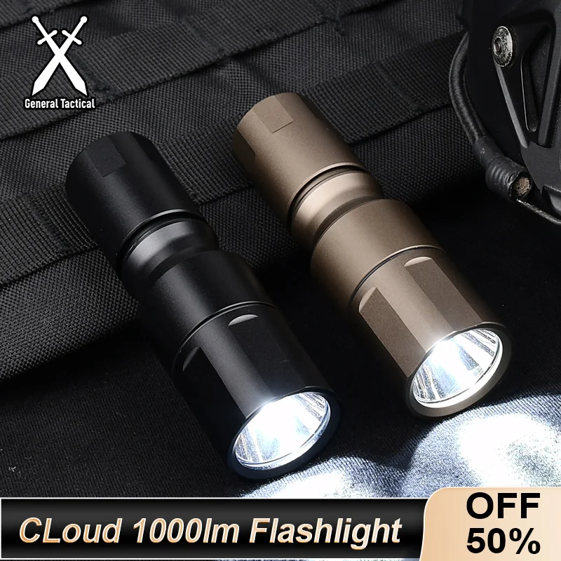 

MCH Outdooring Tactical Metal 1000Lumen Powerful Flashlight Mini Handheld Fit 20mm Rail Hunting Airsoft Weapon Scout Light