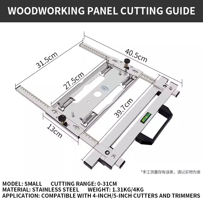 Adjustable Edge Cutting Saw Jig Circular Saw Guide Rail Woodworking Positioning Frame Locator Suitable for 4-5 inch cutters