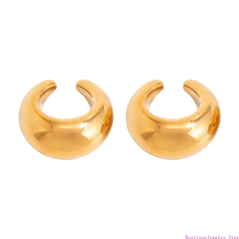 E1PE Multi Layer Openwork Clip Earrings Alloy Lightweight No Piercing Needed Gold Silver Fashion Jewelry