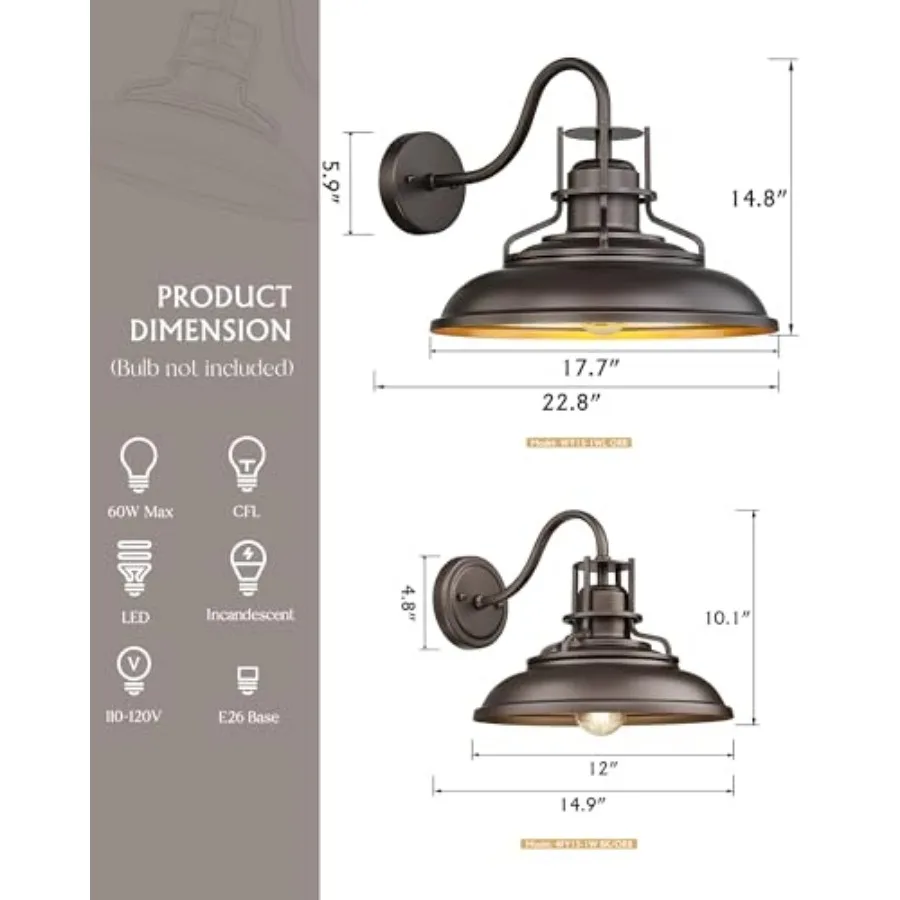 Outdoor Barn Light Fixture, Exterior Lighting Fixtures, Vintage Farmhouse Outdoor Light Fixture, Exterior Wall Sconce for Front view 3