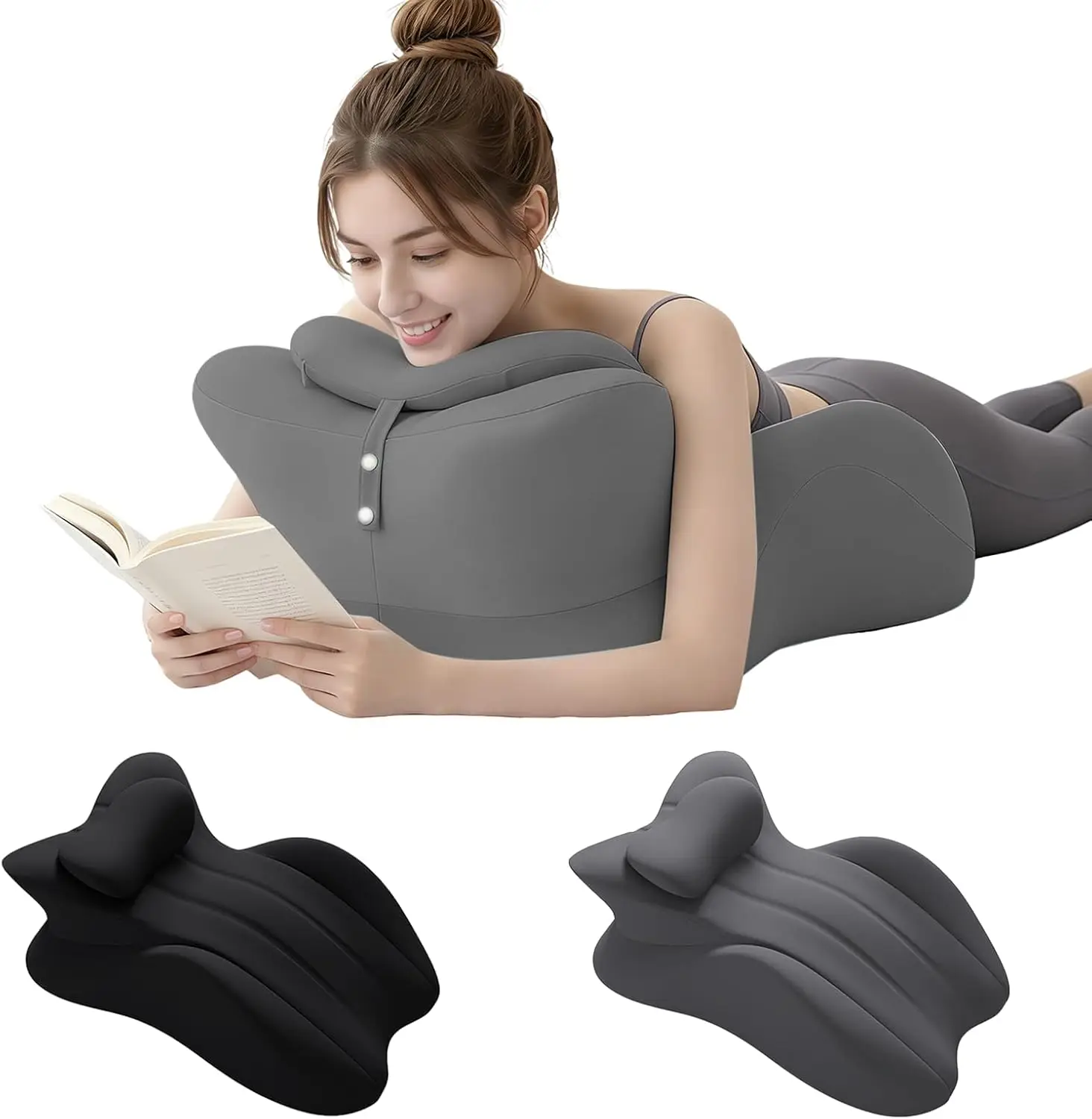 

Memory Foam Ergonomic Wedge Pillow, 27° Angled Bed Wedge Body Position Pillow with Non-Slip Pillowcase (Gray)