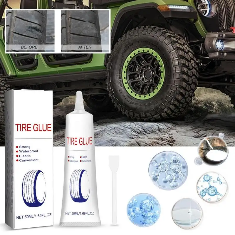 Rubber Cement Tire Repair 50ML Side Bonding Glue For Tire Leakage Tire Plug Gasket Sealers Black Sidewall Repair Cement For