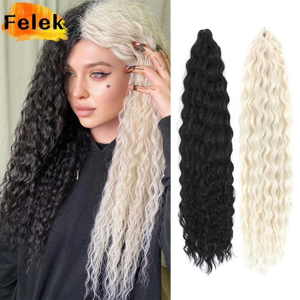 

Black White Ariel Curl Braiding Hair Extension for Women 22 30" Synthetic Water Wave Twist Crochet Braids Ombre Green Afro Curls