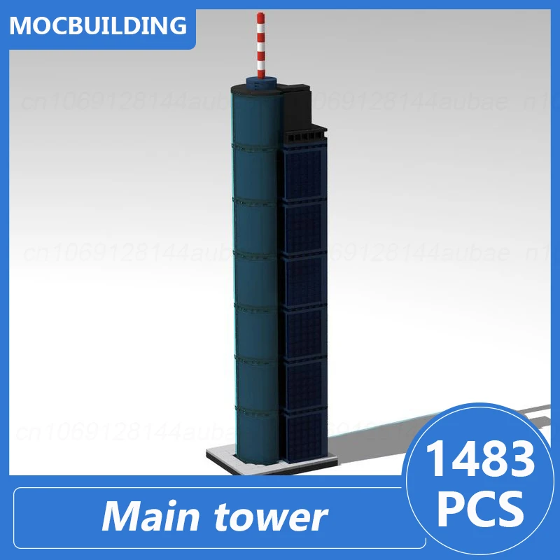 Main Tower, Frankfurt am Main 1:500 Scale Model Moc Building Blocks Diy Assemble Bricks Architecture Display Toys Gifts 1483PCS