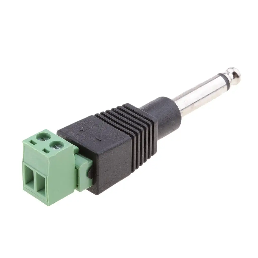 5x 6.35mm 1/4" 오디오 모노 90도 남성 2 여성 터미널 어댑터