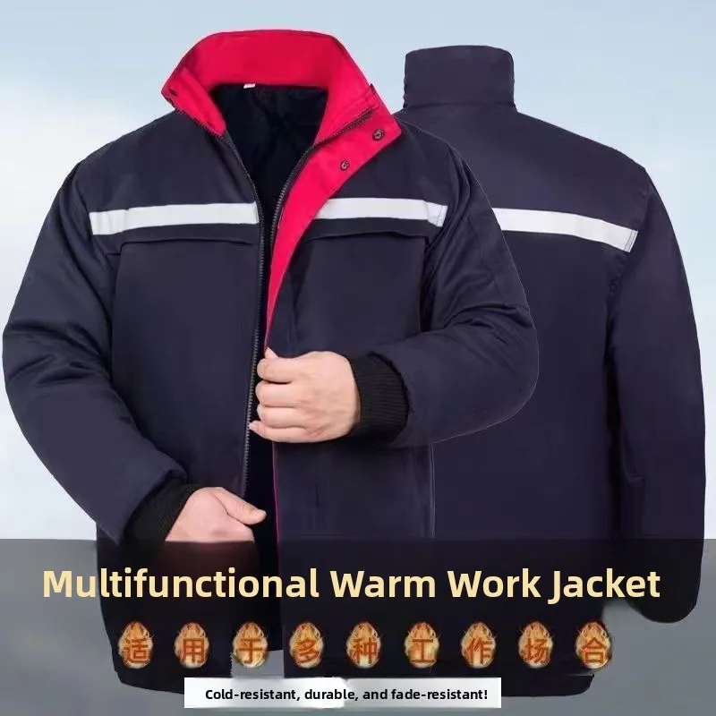 Giacca da Lavoro Invernale in Cotone Spesso da Uomo, Collo Alto, Vestibilità Ampia, Abbigliamento Protettivo per Lavoratori