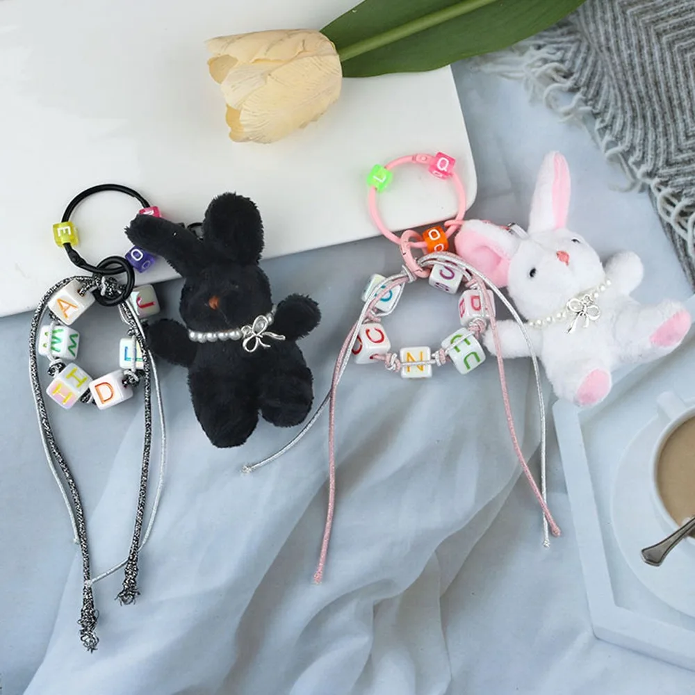 Cloth Doll Bunny Rabbit Bag Pendant Simulated Animal Rabbit Plush Keychain Stuffed Cute Plush Rabbit Keyring Bag Hanging