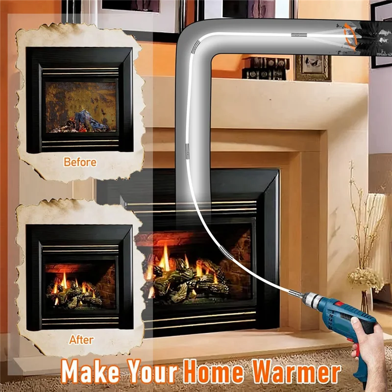 【Popular】Kits de chimenea, kits de limpieza de ventilación de secadora, barreras de chimenea y kits de limpieza de chimenea, cepillo de limpieza de cepillo de conductos