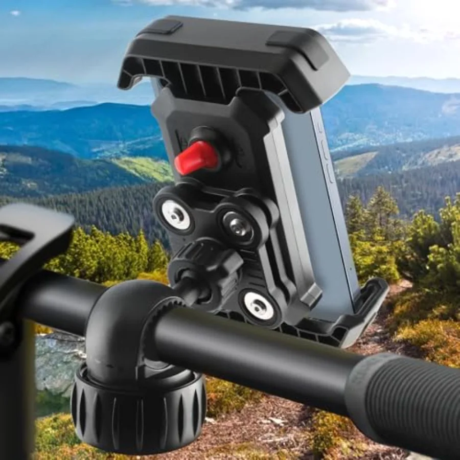 

Motorcycle Phone Mount Holder with Upgrade Reinforcement and Dual Vibration Dampener for Secure Smartphone Attachment on Bikes