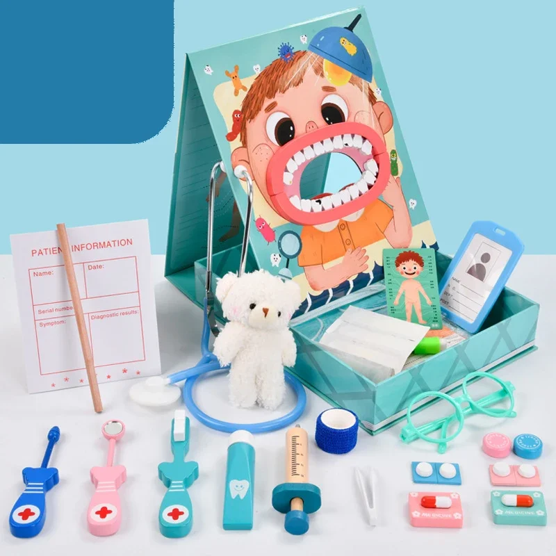 Pretend Play Zahnarzt Set Simulation Stethoskop Medizinische Krankenschwester Spiele Medizinische Spielzeug Für Mädchen Arzt Kits Für Kinder Holz Spielzeug