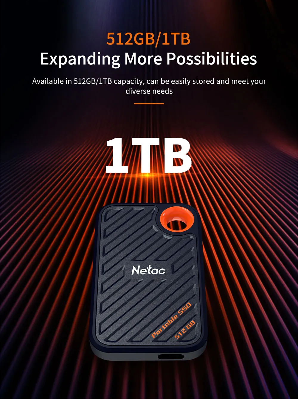 Netac 2000MB/s Externe SSD-Festplatte 1TB 512GB SSD Tragbare USB3.2 Gen2x2 Solid-State-Disk ZX20 für Business-Laptops und Desktop-PCs – Detail 5