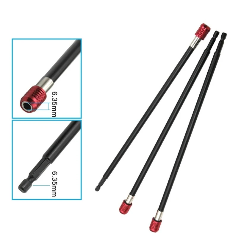 Haste extensão da chave fenda vermelha 300 mm com broca hexagonal liberação rápida .y5ga