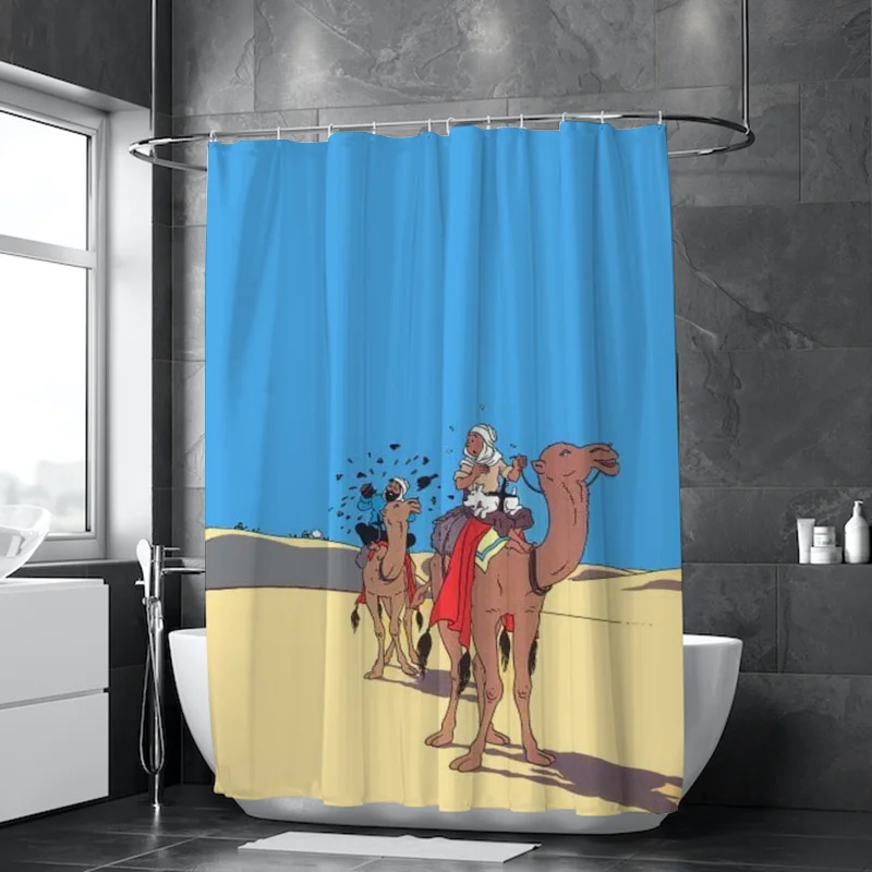 Tintin Folding Partition Bathroom Shower Curtain Waterproof Curtains for Bedrooms Accessories Bath Houses Rooms Quarto the Home