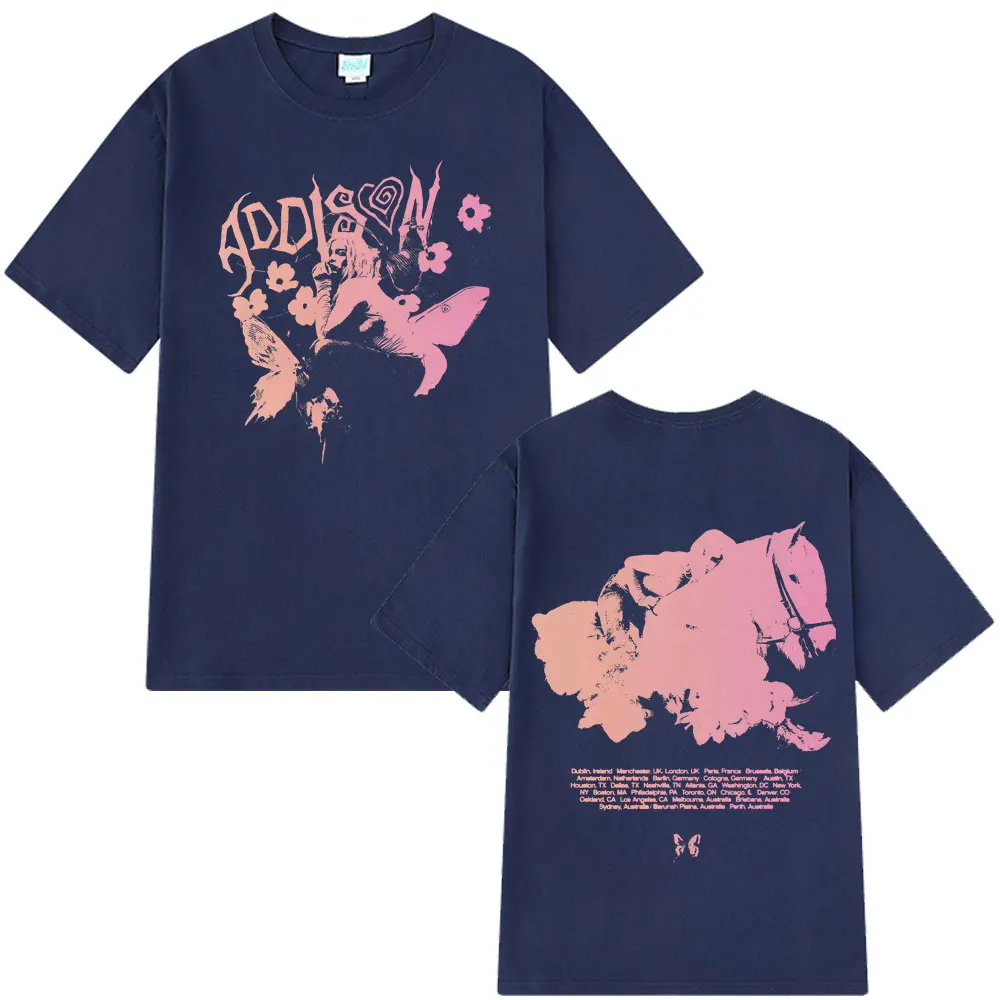 أديسون راي 2025-2026 جولة خمر الجرافيك تي شيرت الرجال النساء جماليات الموضة تي شيرت قصيرة الأكمام القطن Harajuku تي شيرت #4