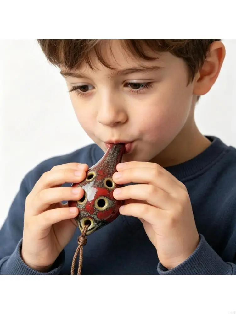  Student Ceramic Ocarina with 6 Hole Layout for Music Practice Use