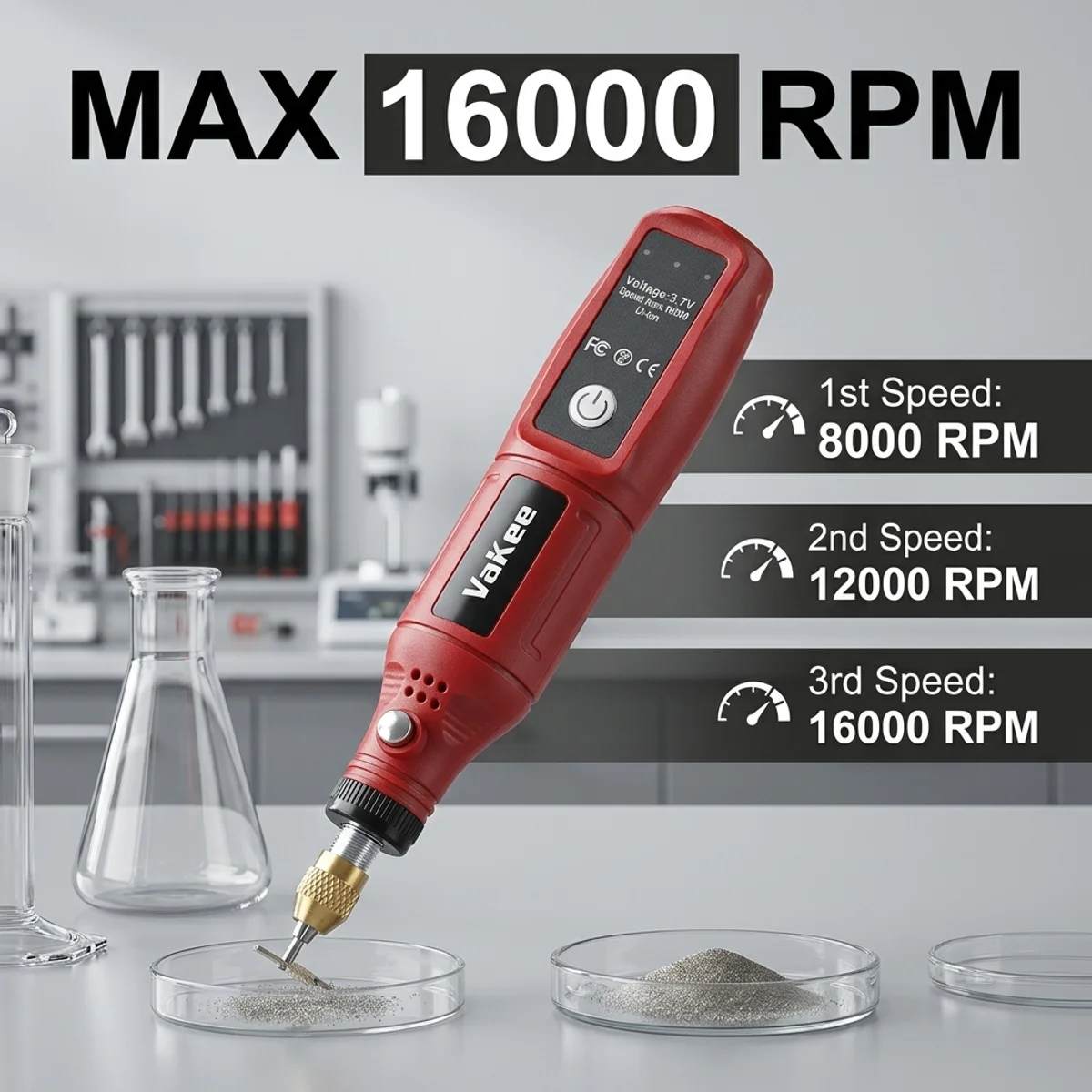 Vakee Electric Rotary Tool Set, Three-Speed Adjustable, for Hand DIY, Grinding, Cutting, Jewelry Carving, and Polishing.