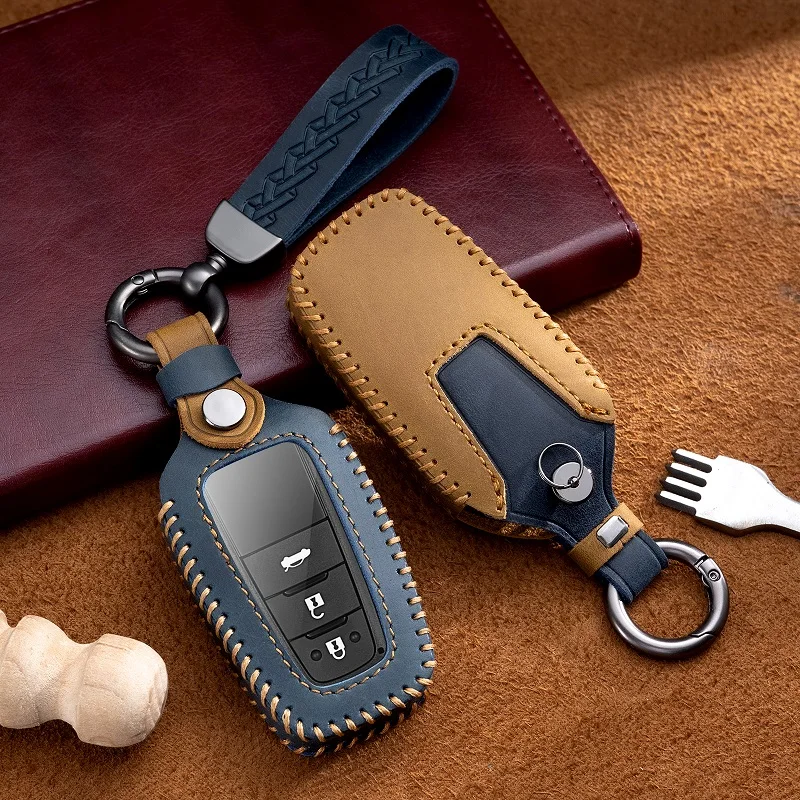 

Car Key Case Protector Leather Key Shell Cover Auto Accessories For Toyota Prius Camry Corolla C-HR CHR RAV4 Prado 2018 2022