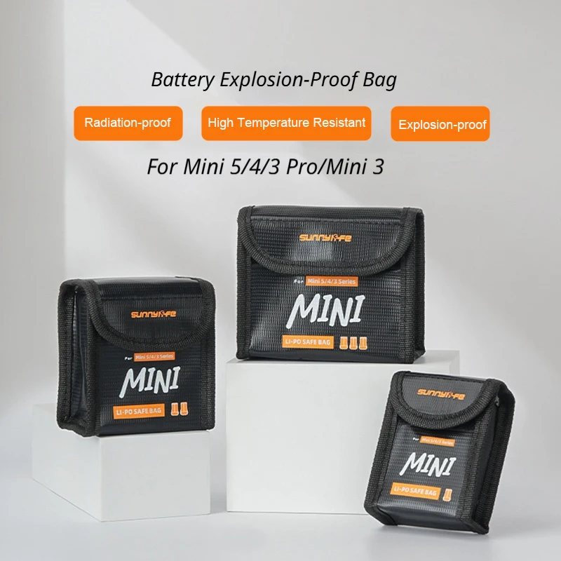 Flight Battery Safe Bag for DJI Mini 5 4 3 Pro Protective Case Transport Lithium Battery Explosion-proof Bag for Mini 5 Pro/3