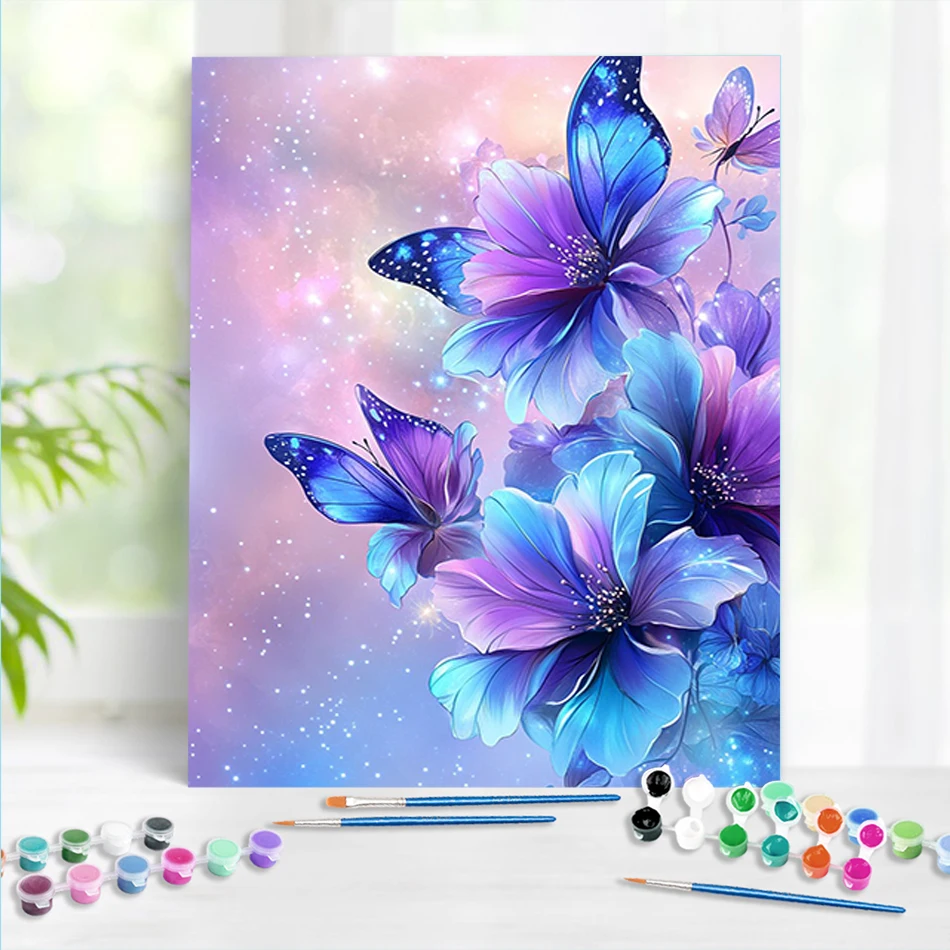 

RUOPOTY Picture With Numbers Purple Lily Flower Oil Picture Drawing Coloring Oil Picture On Canvas Home Furnishing Decoration