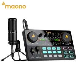 MaonoCaster AM200-S1 Audio Interface Podcast Studio Sound Card Kit with Microphone for Live Streaming Recording Youtube PC\Phone