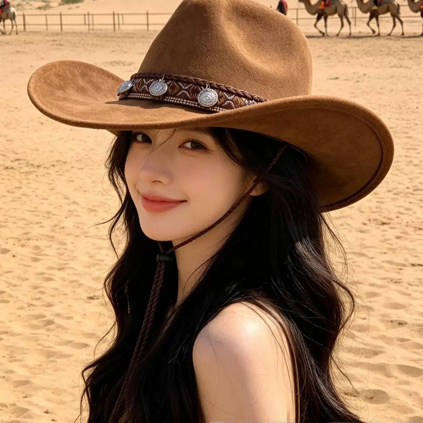 Women's Western Cowboy Hat UV Protection Sunshade Hiking Mountain Climbing Fishing Cap Spring Autumn Winter Seasonal Use