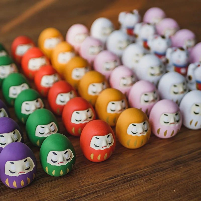 مجموعة من 8 قطع من داروما اليابانية الصغيرة، تماثيل فنغشوي داروماس من السيراميك، سحر محظوظ، زخرفة زن، ديكور منزلي على الطاولة #6