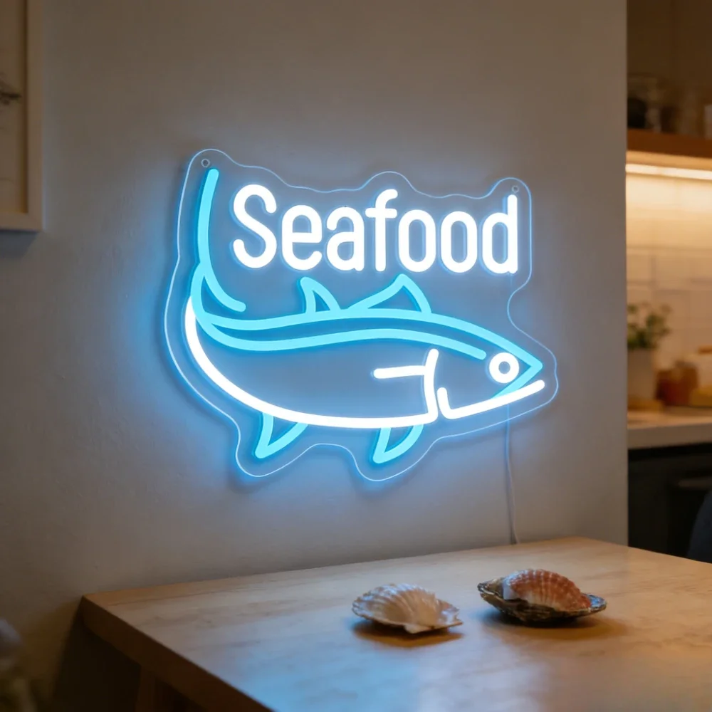 

Seafood LED Neon Sign for Restaurant Bar Pub Home Decor Romantic Ocean Atmosphere Lighting Advertising Display