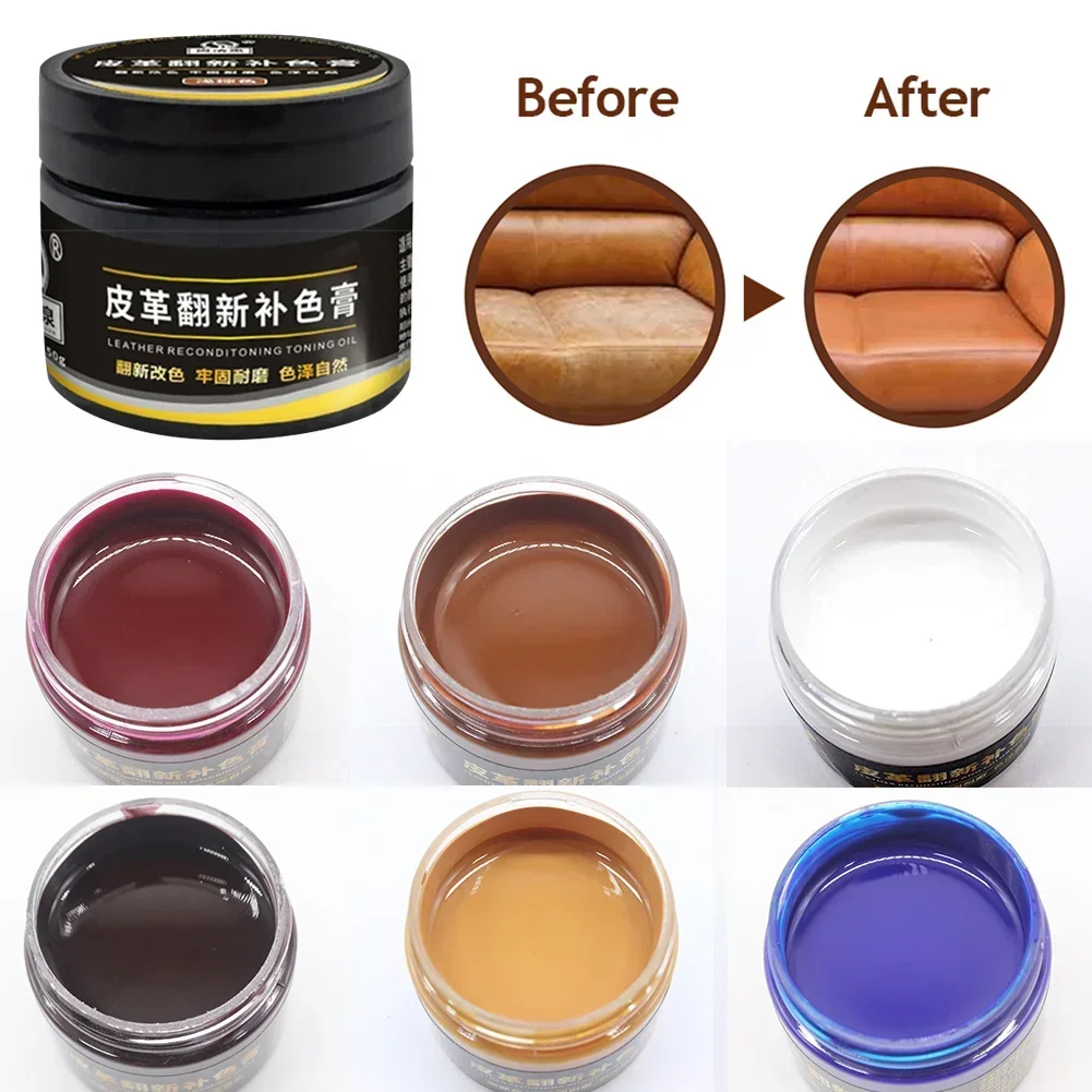 Pintura de cuero para zapatos, crema colorante para bolsa, sofá, asiento de coche, arañazos, marrón, reparación de tinte de cuero, pintura de cambio de Color de restauración, 50ml