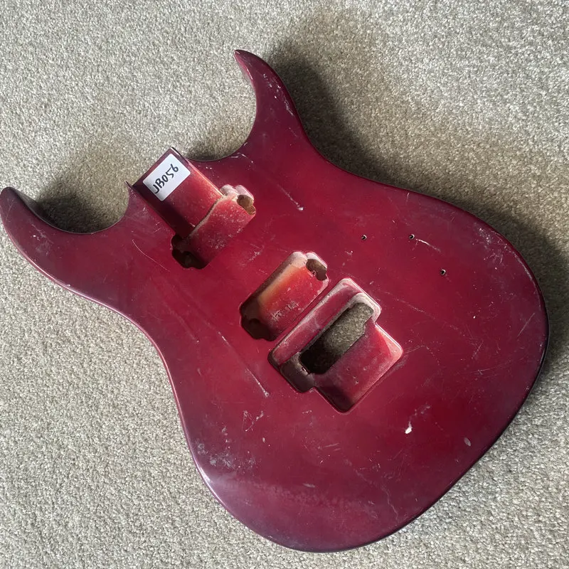 JB056 Floyd Rose Electric Guitar Body with 2 Humbucker Pickups Surface Damages Cracks Semi Finishing DIY Guitar Parts